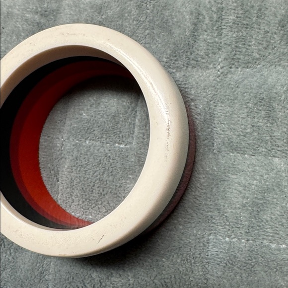 Vintage Plastic Bangle Bracelet, Multicolor, Striped, Abstract, Retro, Boho - Picture 7 of 11